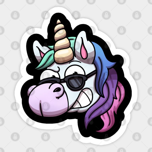 Cool Unicorn Face Sticker by TheMaskedTooner